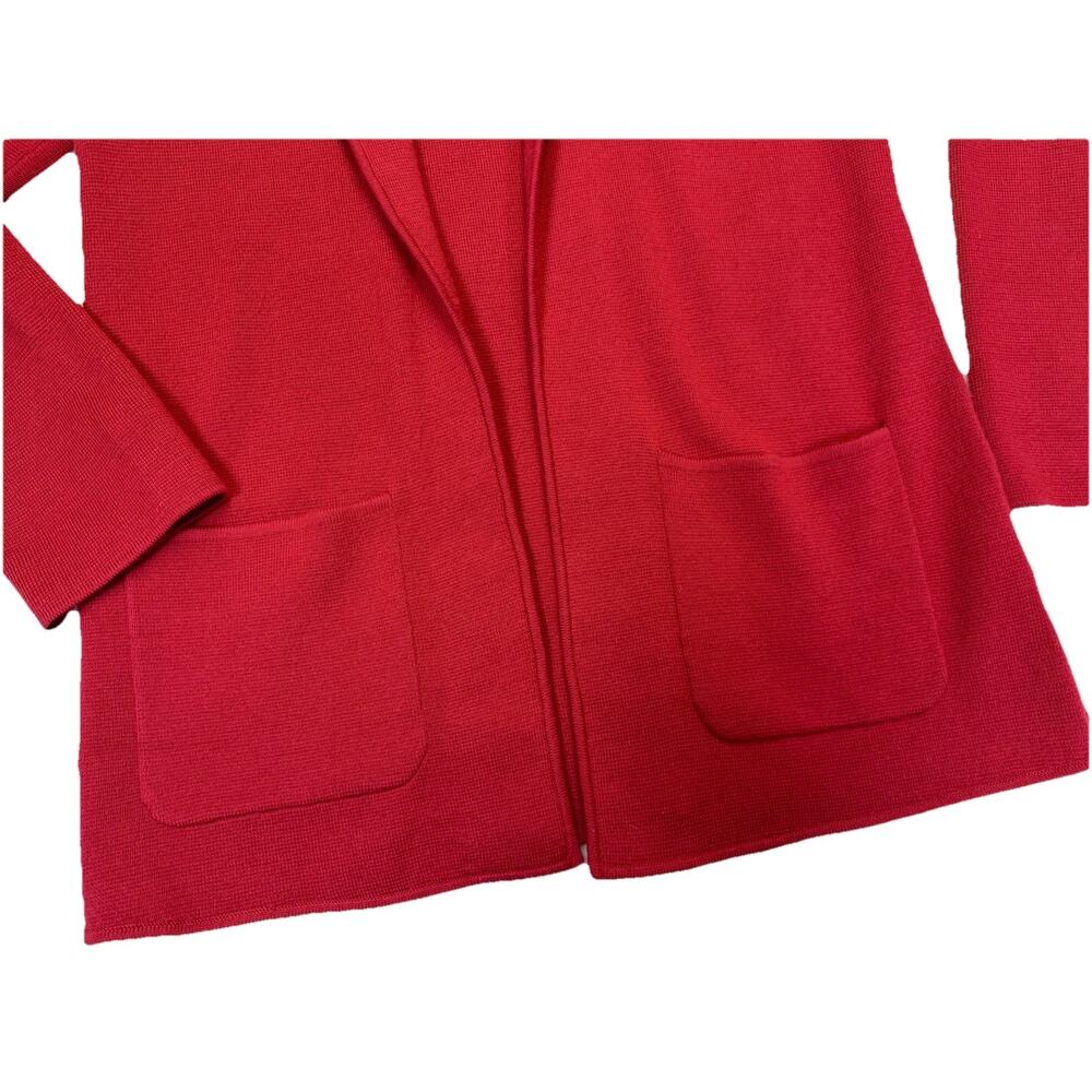 Talbots Open Sweater Blazer Women's Sz S Merino Wool Blend Knit Jacket Red - Picture 5 of 10